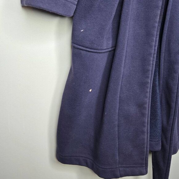 The Savile Row Co Hooded Bathrobe Robe Size S/M Navy Cotton - Picture 4 of 6
